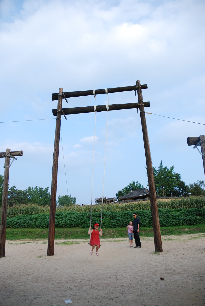 swing korean traditional hahoe village free photo