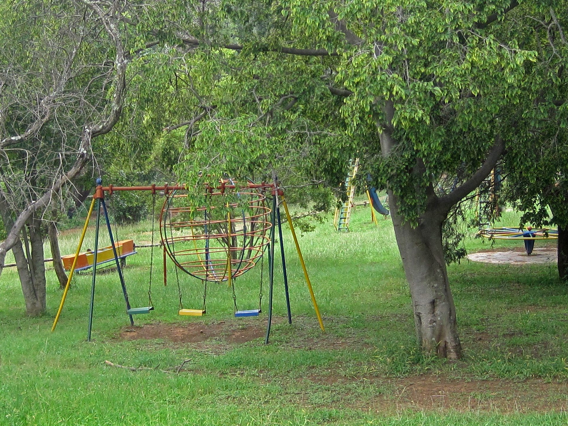 playground swings colourful free photo