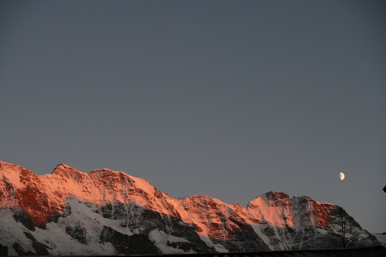 swiss mountains mountain sunset switzerland free photo