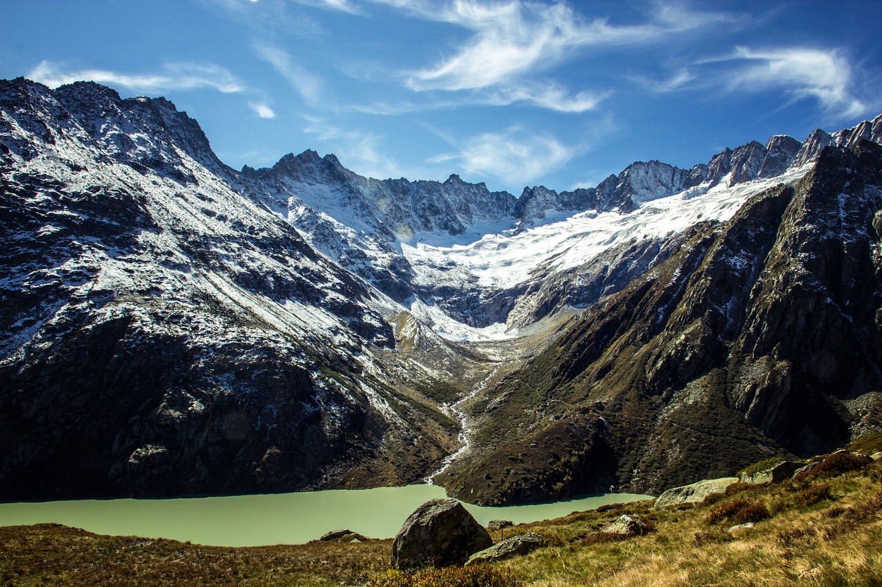 switzerland ensign alp lake mountains free photo