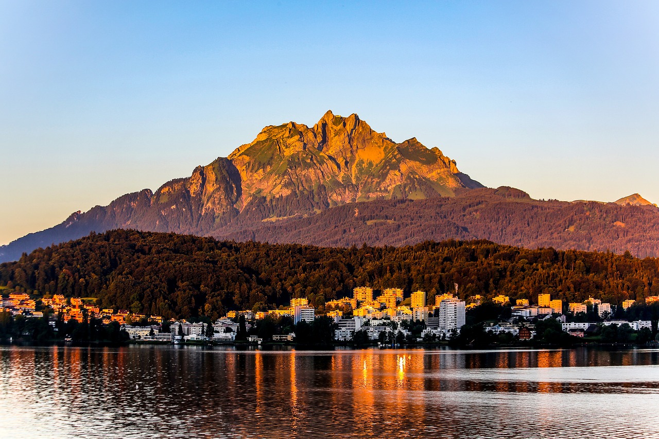 swiss lucerne sunrise free photo