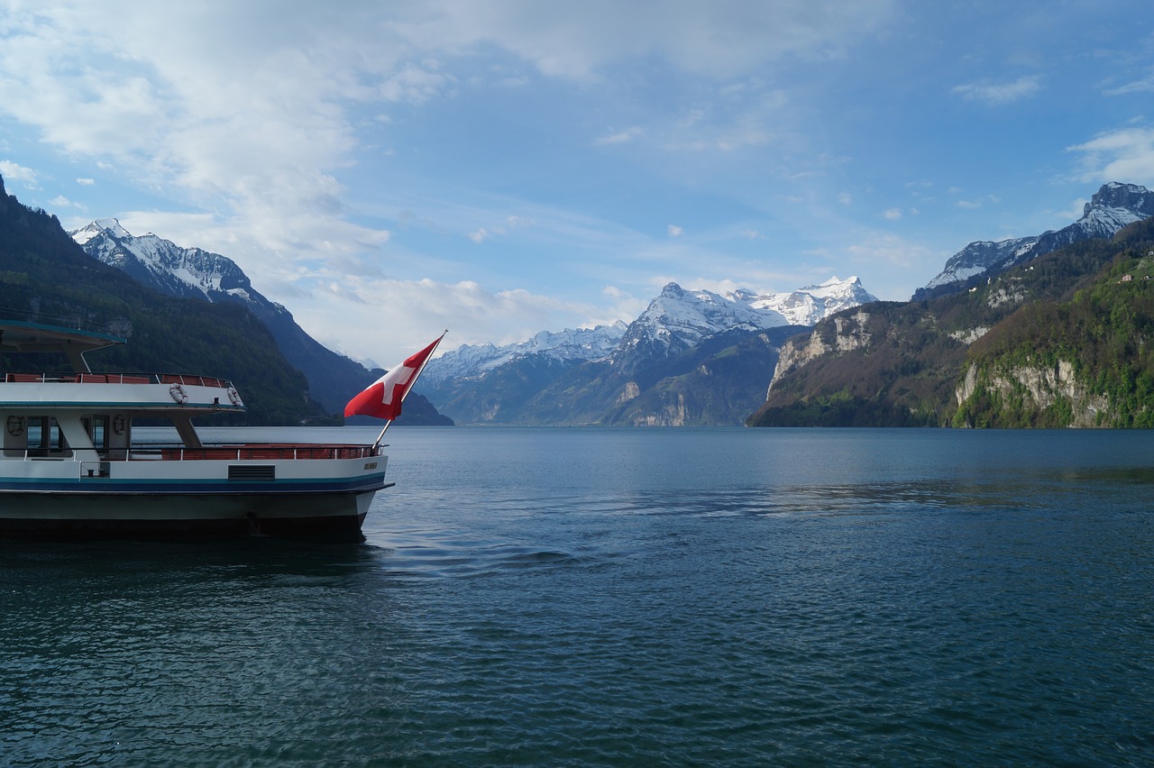 switzerland mountain boat free photo