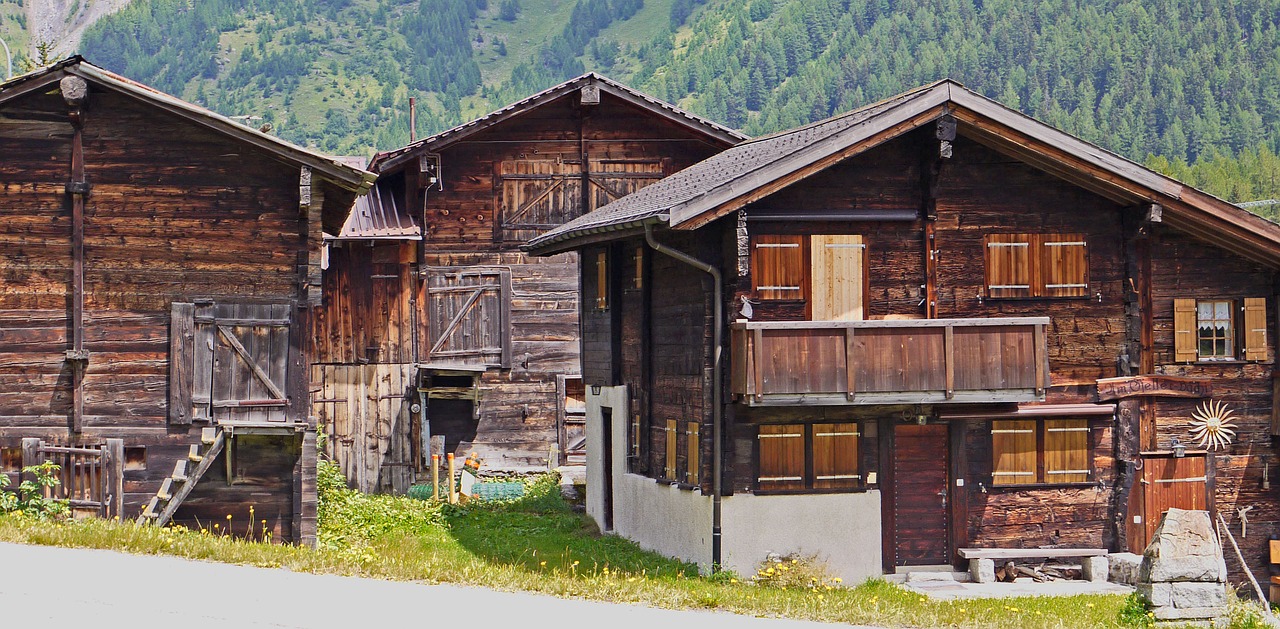 switzerland  valais homes  timber construction free photo