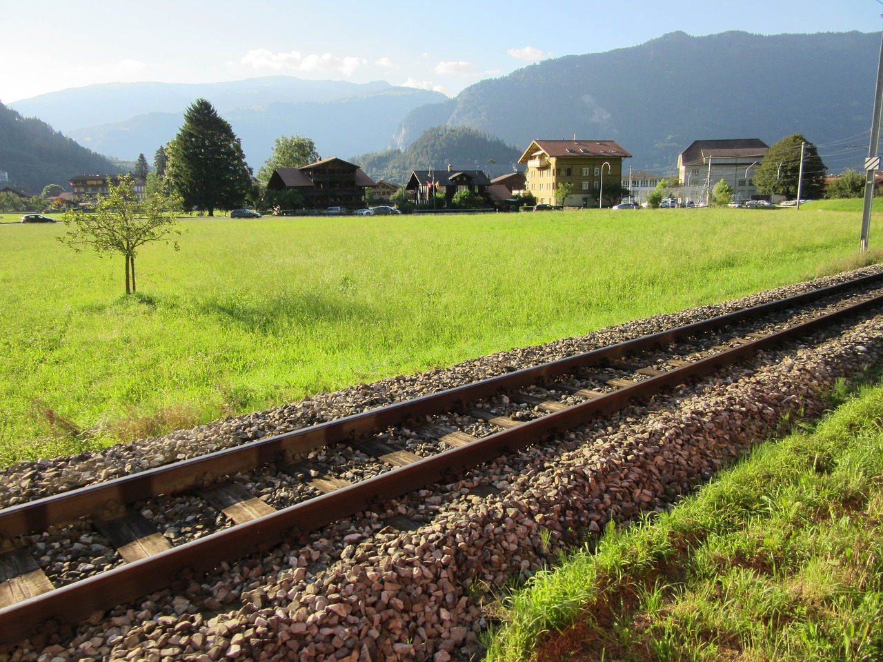 switzerland  railway  meadows free photo