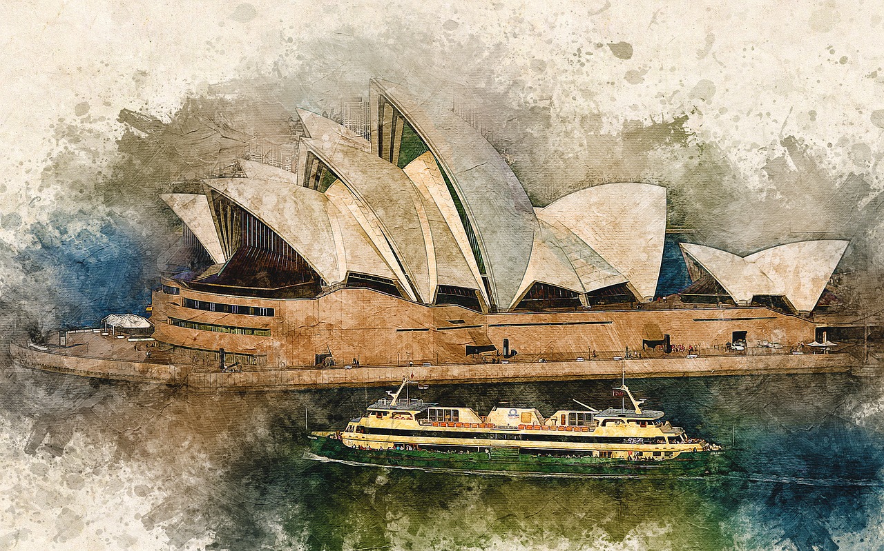 sydney the opera house watercolor free photo