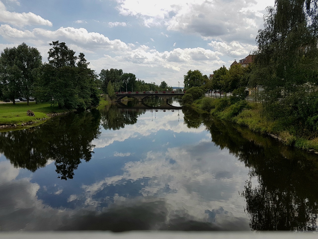 symmetry bridge river free photo