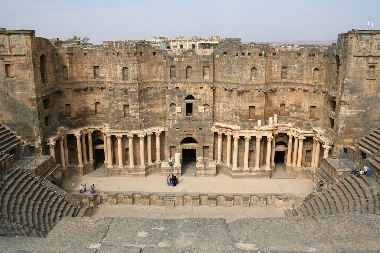 syria bosra amphitheater free photo