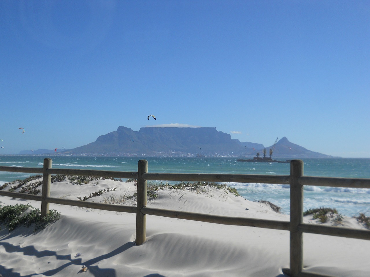 table mountain sea sand free photo