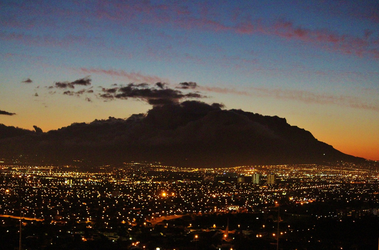 table mountain sunset views of cape town free photo