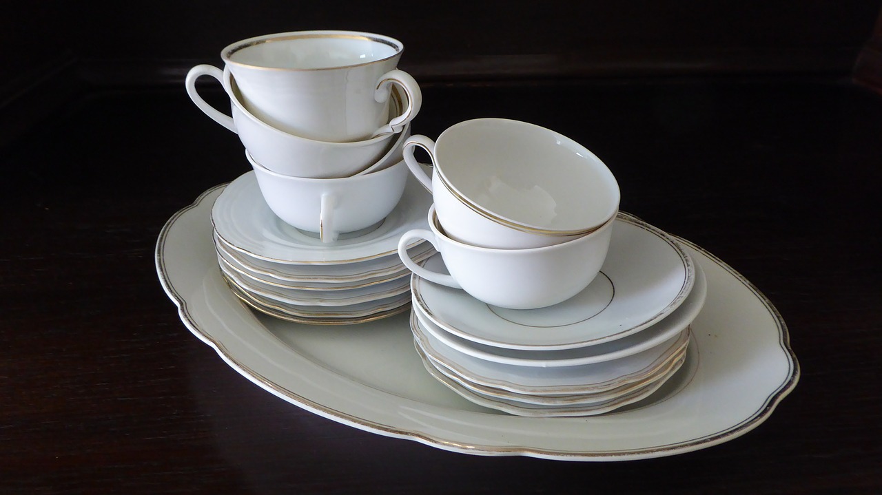 tableware porcelain gold edge free photo