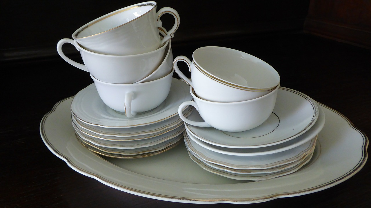 tableware porcelain gold edge free photo