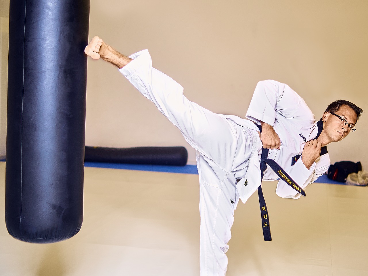 taekwondo fight box free photo