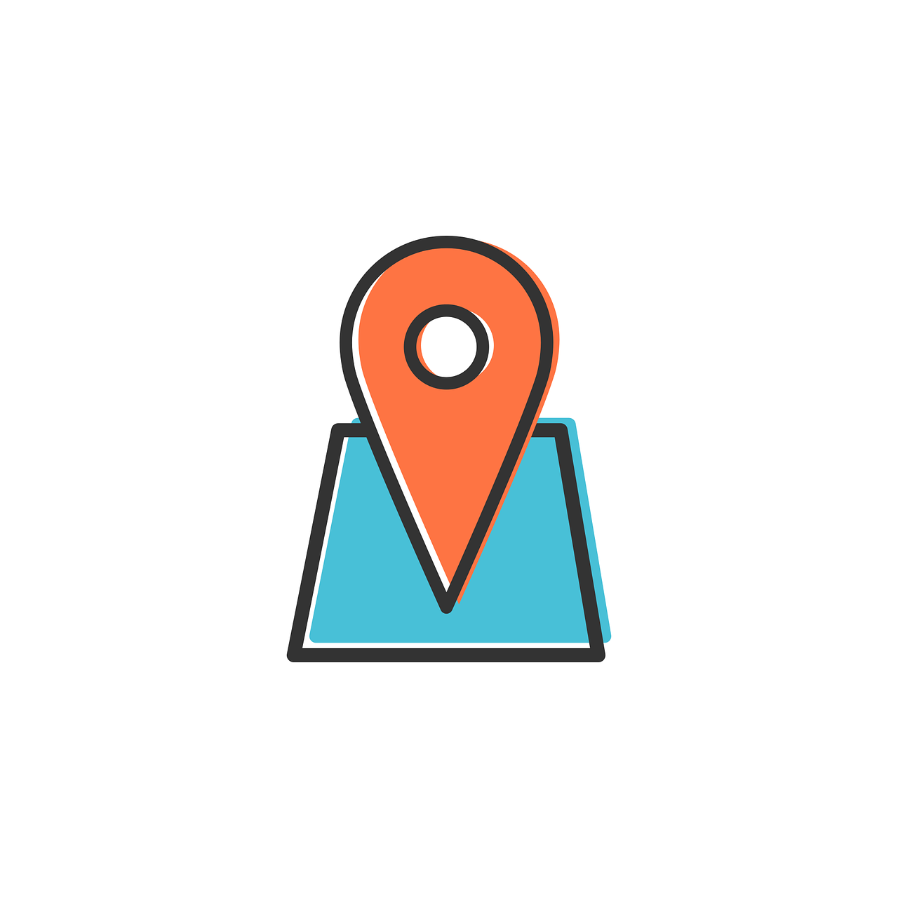 Gps red pin. Map marker or travel symbol vector icon on whit