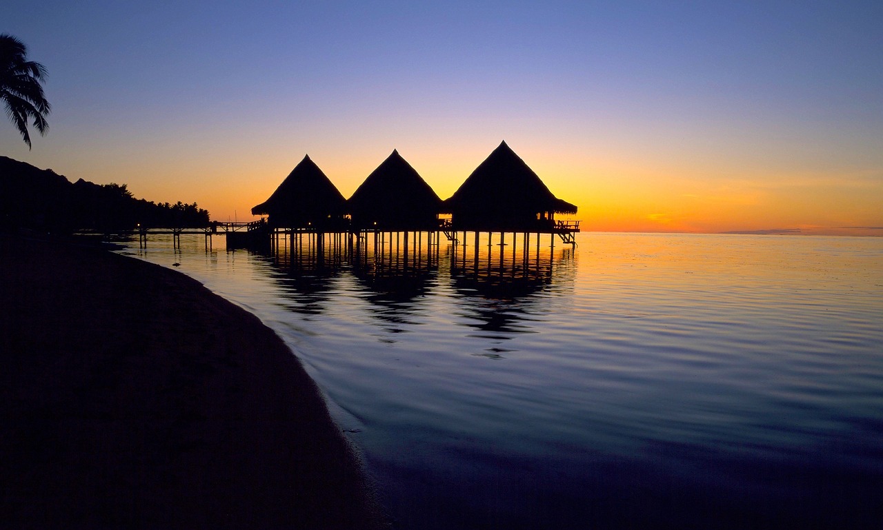 tahiti water sunset free photo