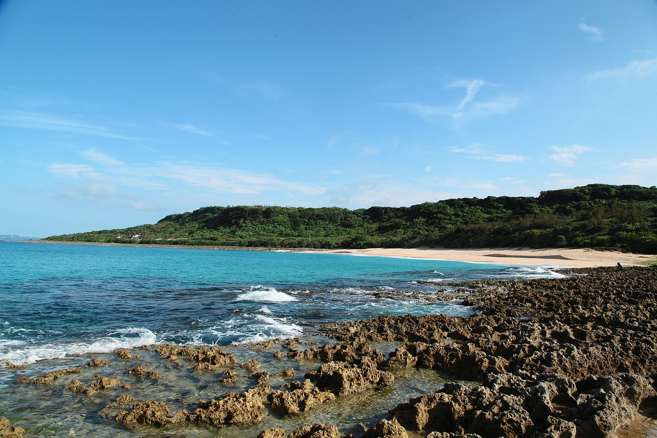 taiwan coastline blue sky and white clouds free photo