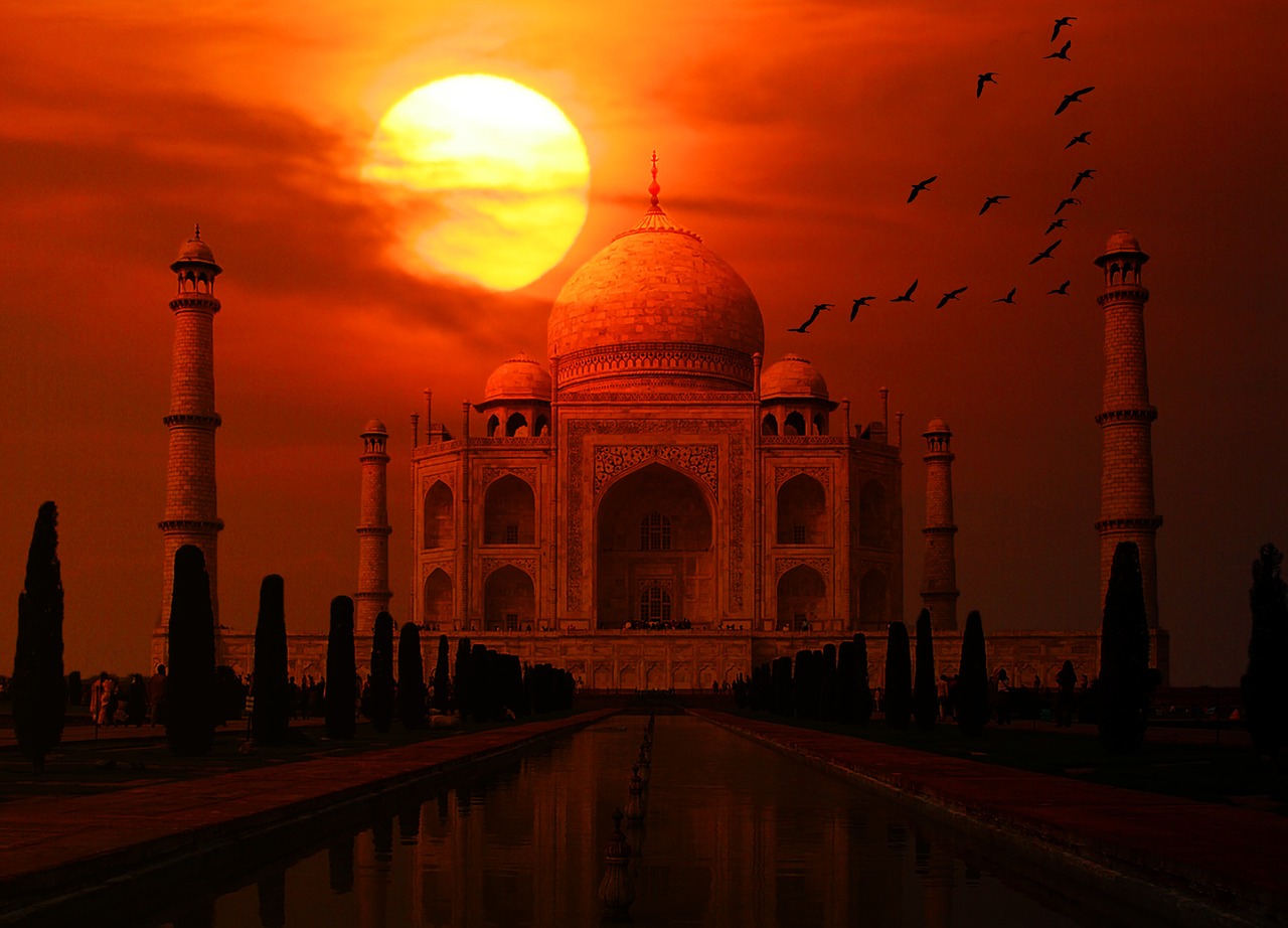 taj mahal india sunset free photo