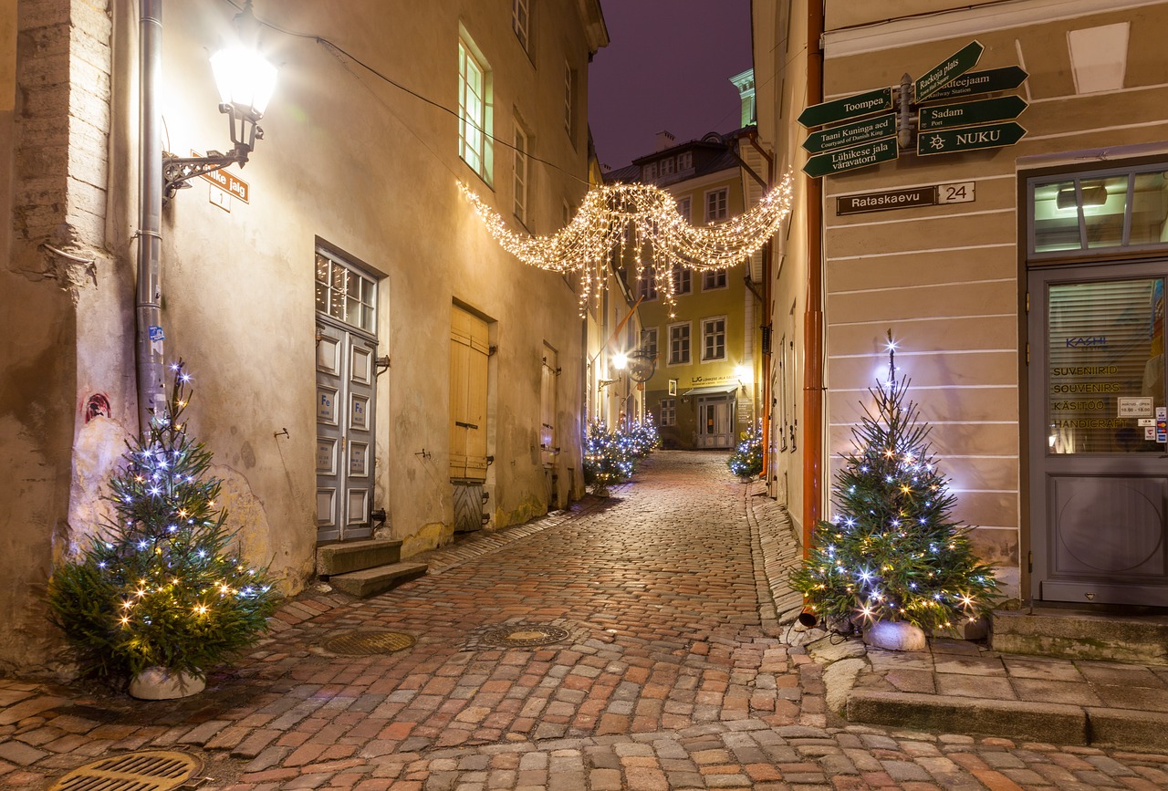 tallinn  streets  lights free photo