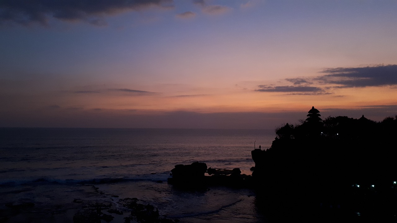 tanah lot  indonesia  sunset free photo