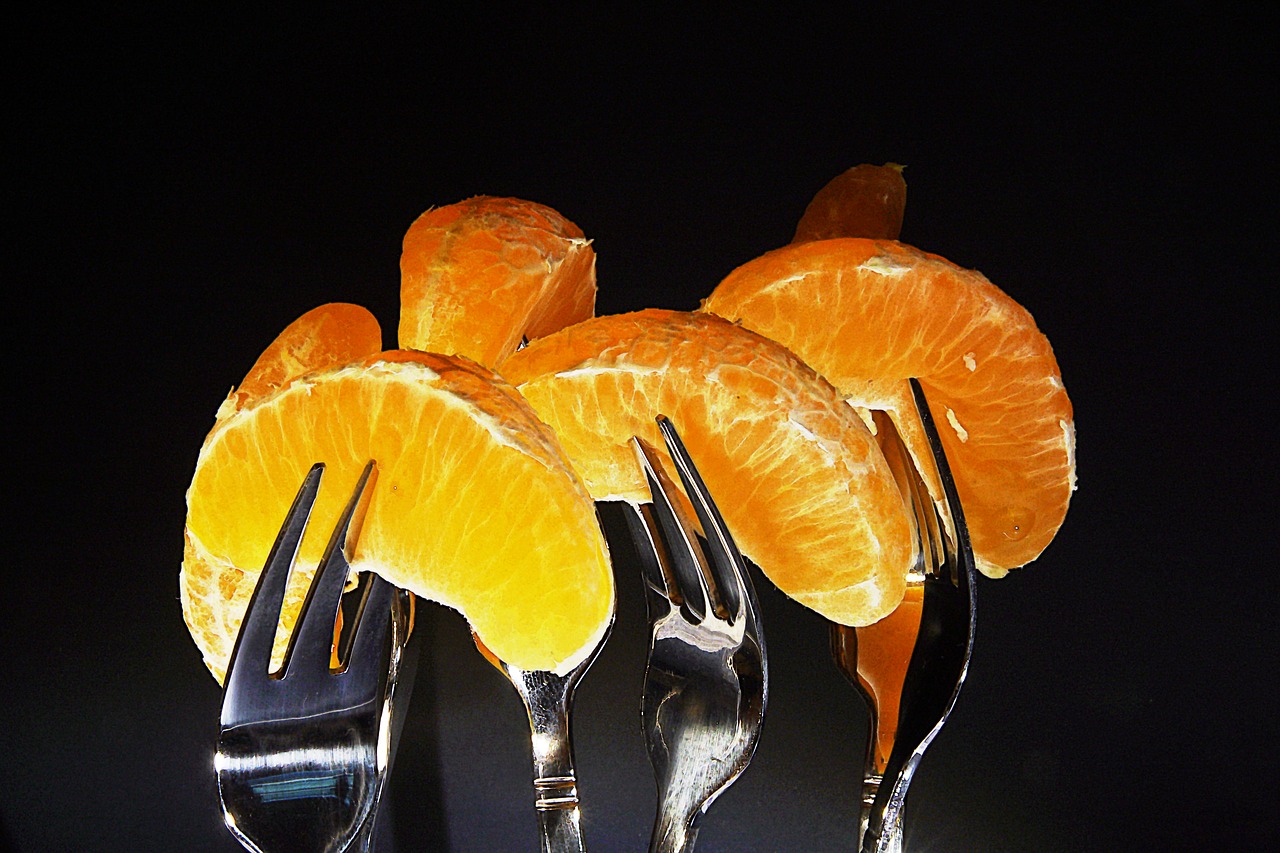 tangerines forks food free photo