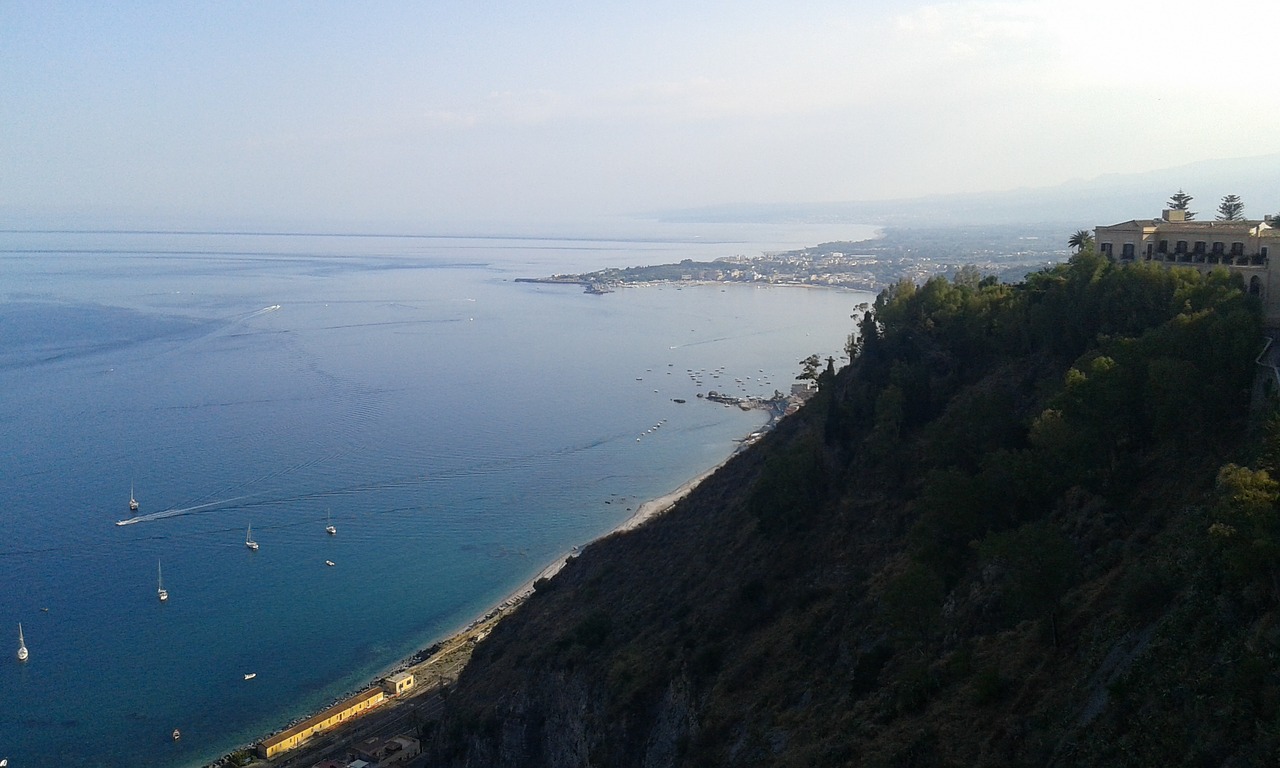 taormina sea landscape free photo