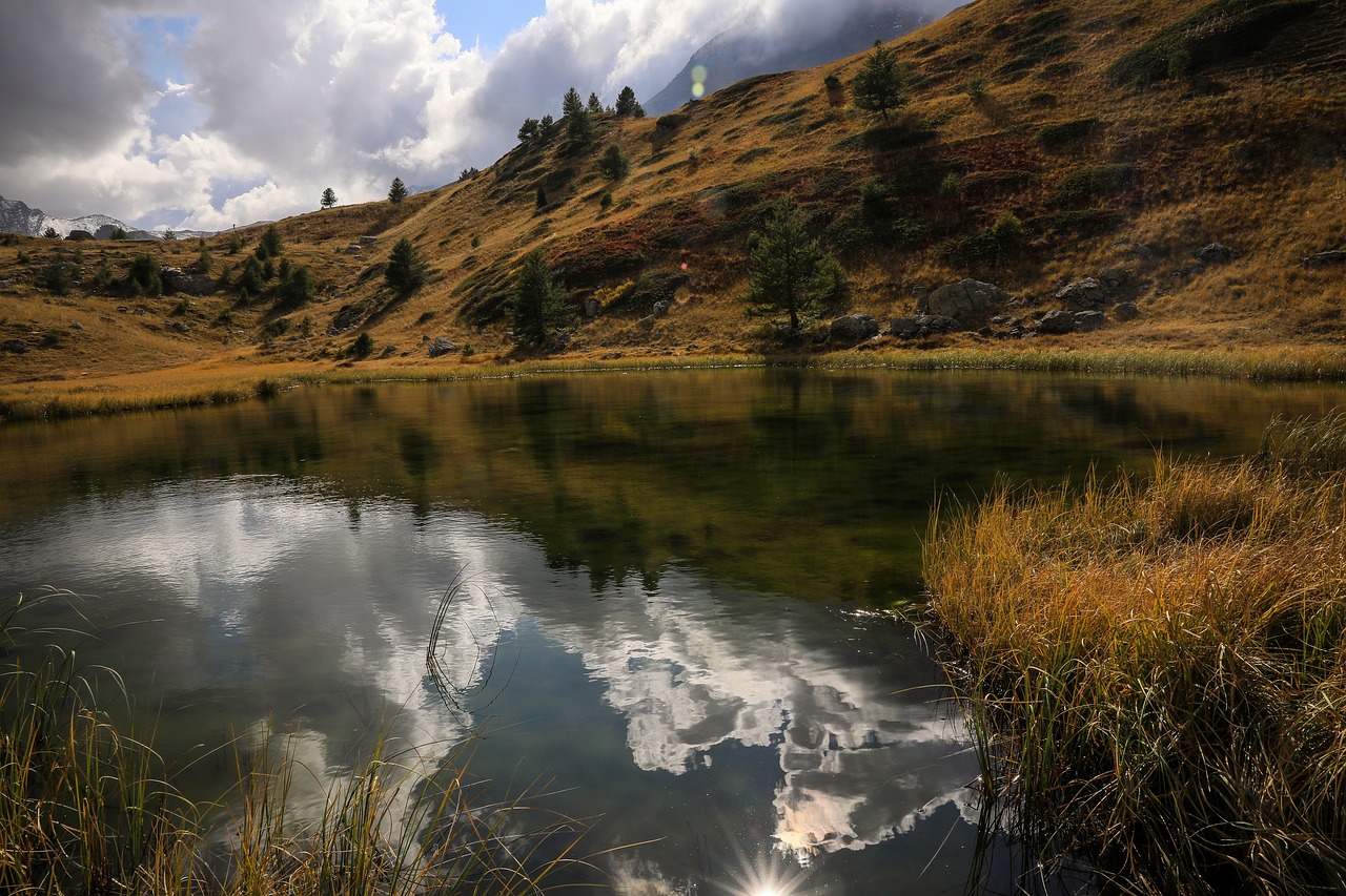 tarn mountain lake reflection free photo