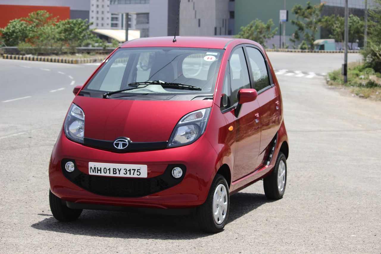 tata nano car red car free photo