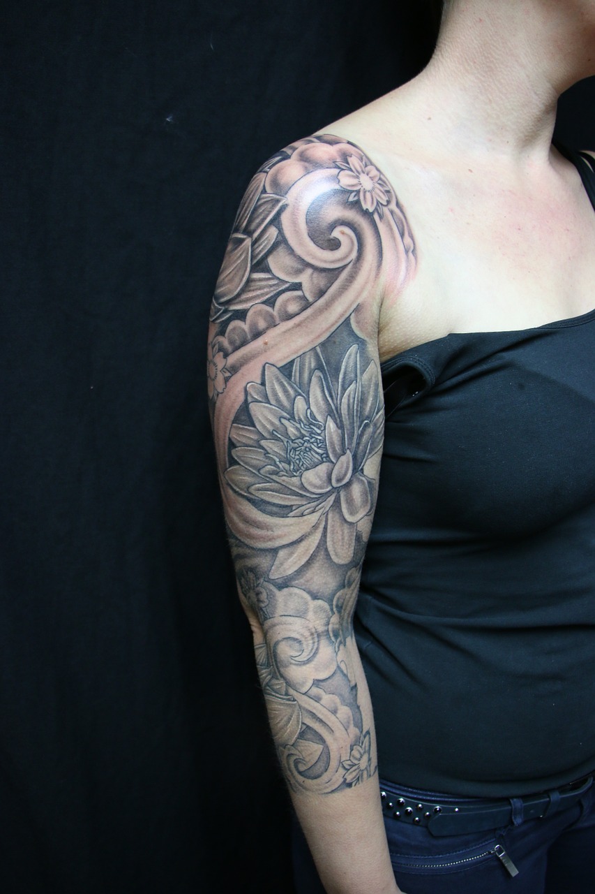 tattoo flower sleeve free photo