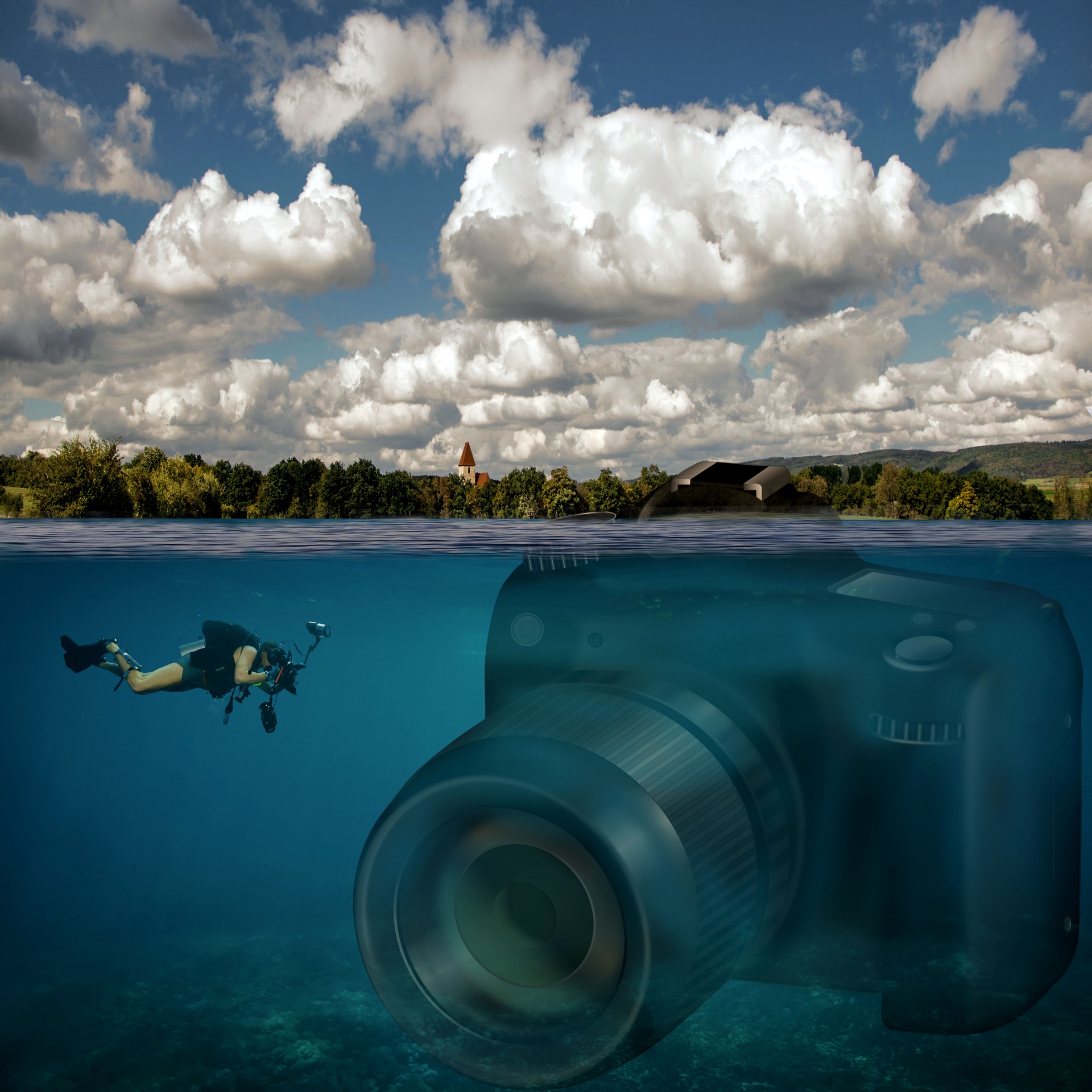 camera diving photography free photo