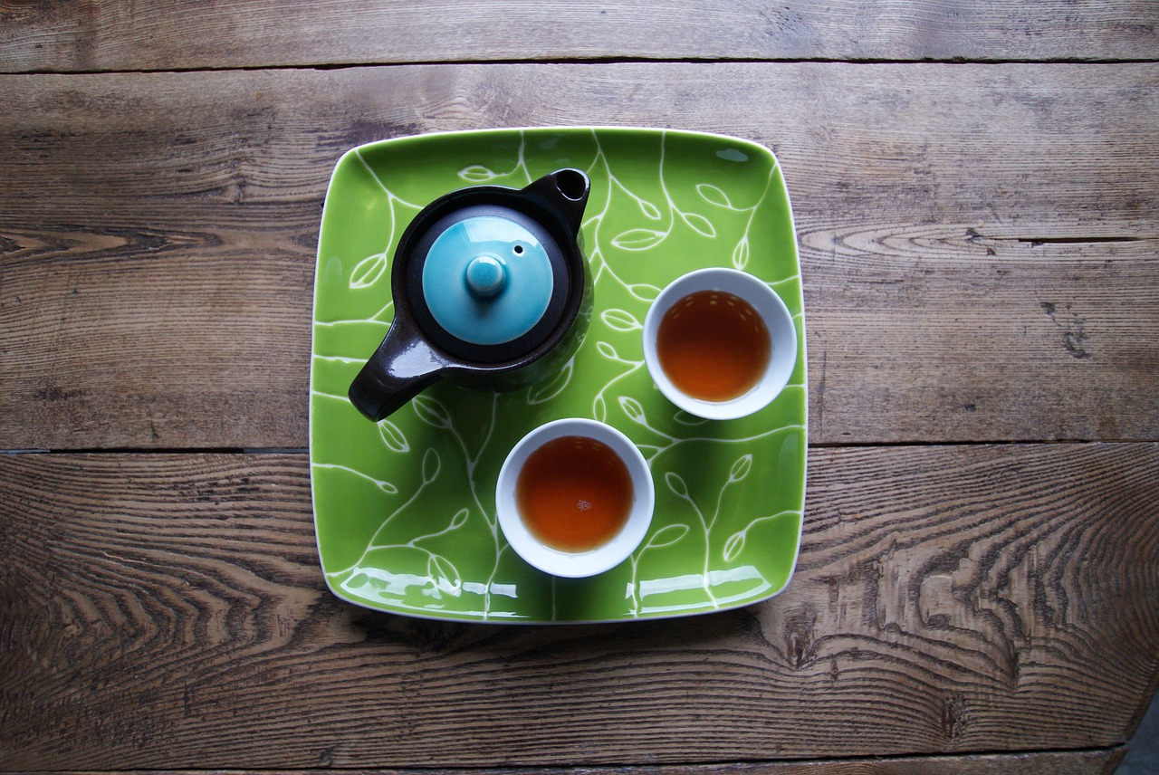 tea wooden table teapot free photo