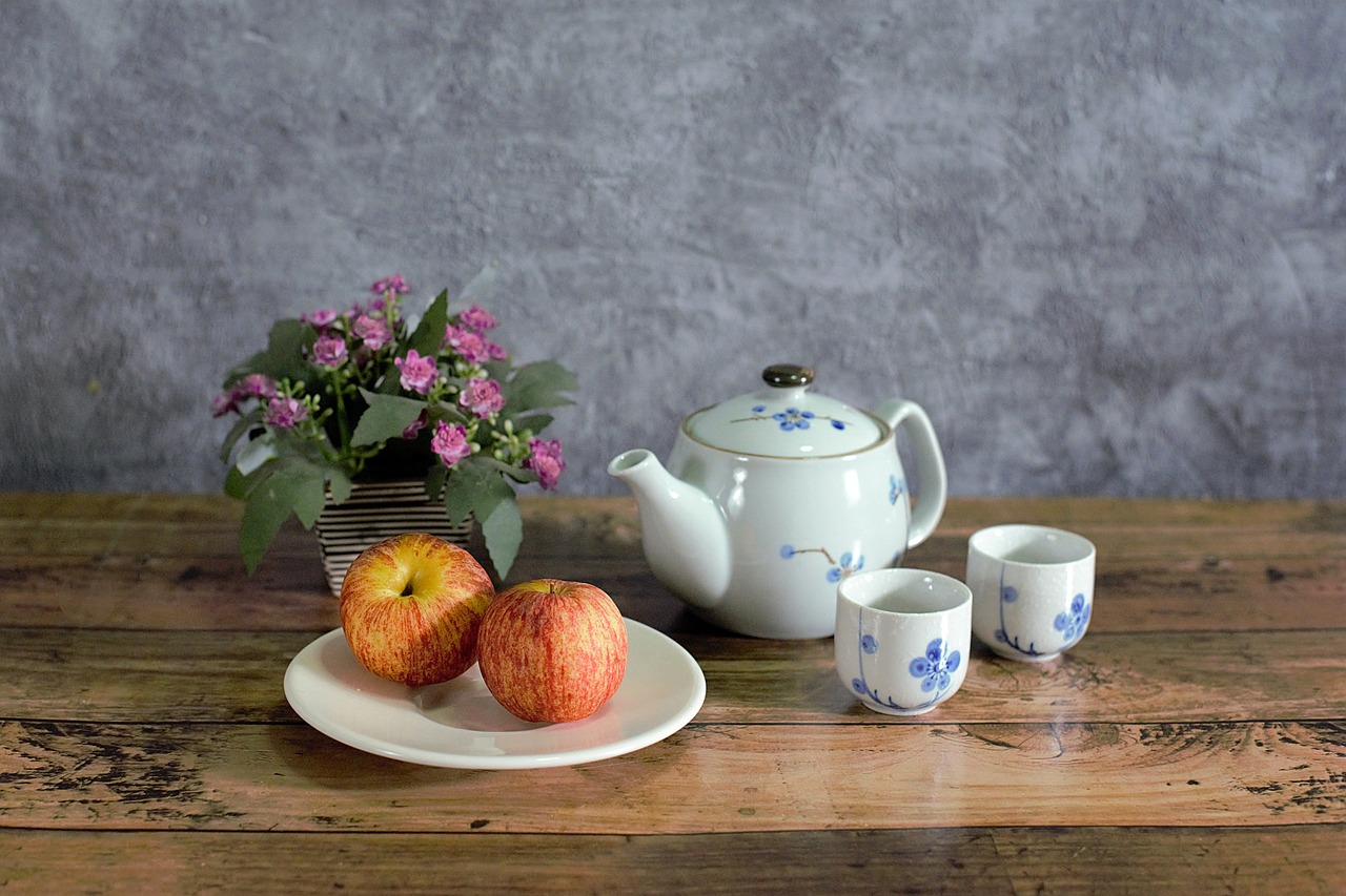 tea  pot  fruits free photo