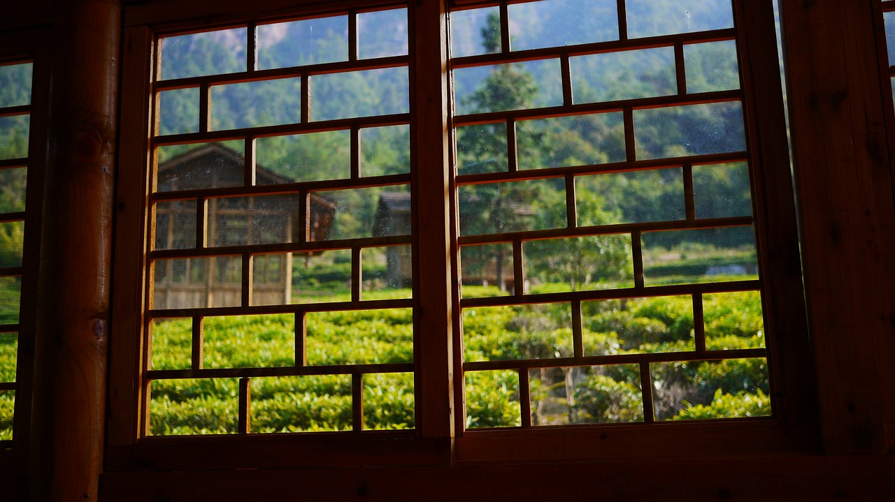 tea house window green free photo