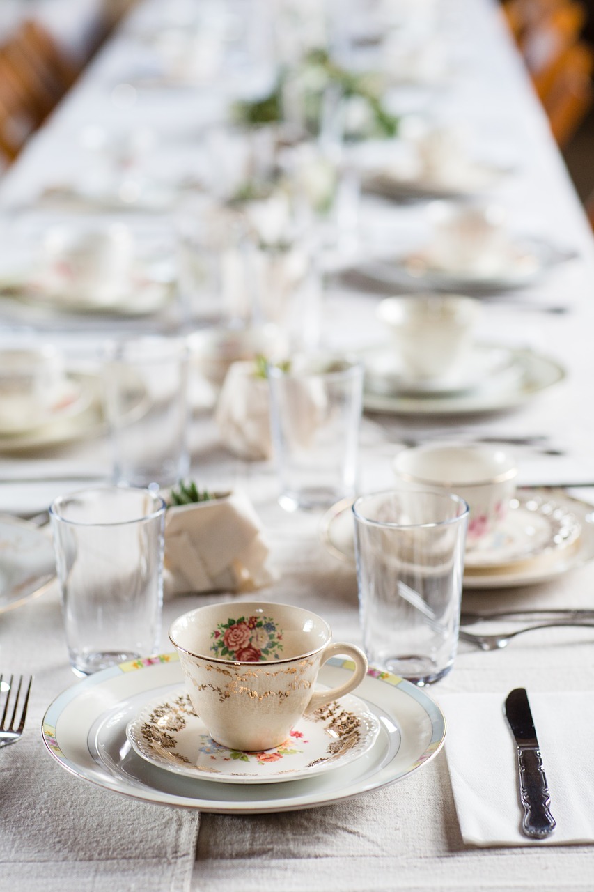 tea party table setting fancy party free photo