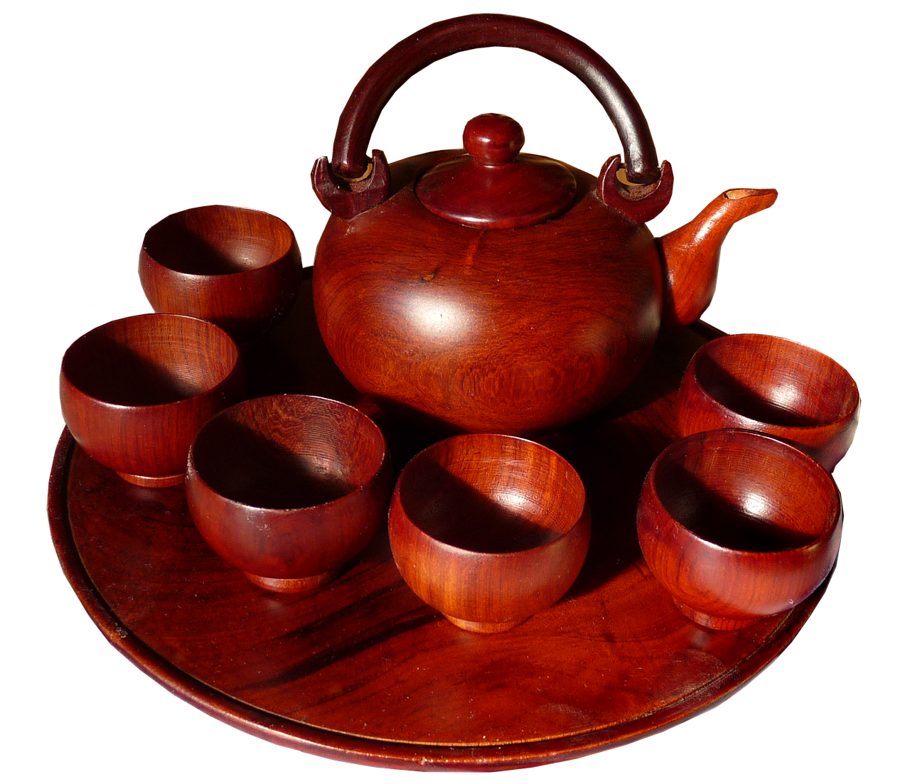 tea set mahogany wood free photo