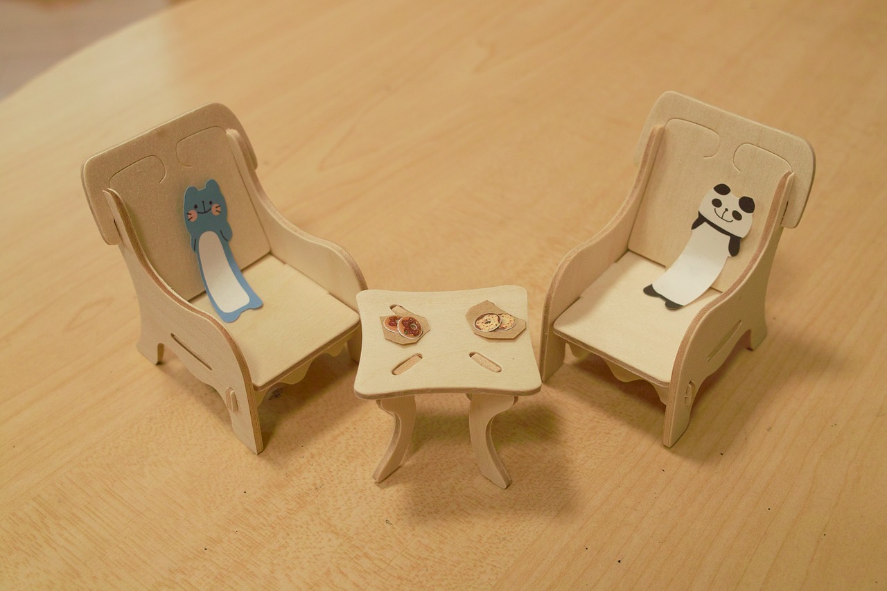 Download free photo of Miniature,woodwork,chair,table,panda - from needpix.com