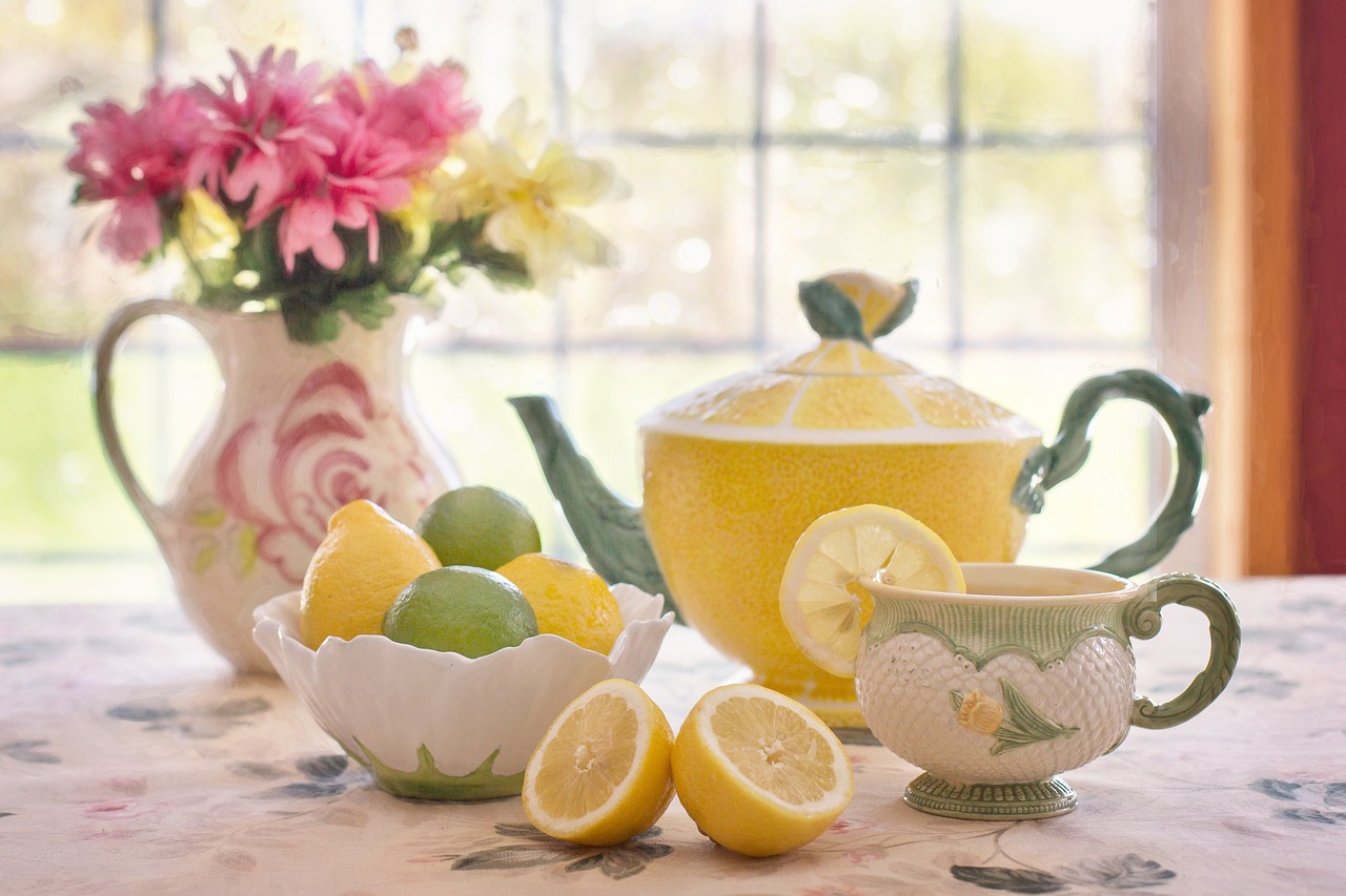 tea with lemon still-life tea pot free photo