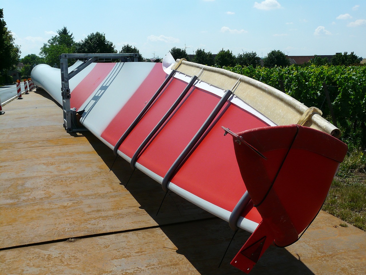 technology windmill wings waiting for transport free photo