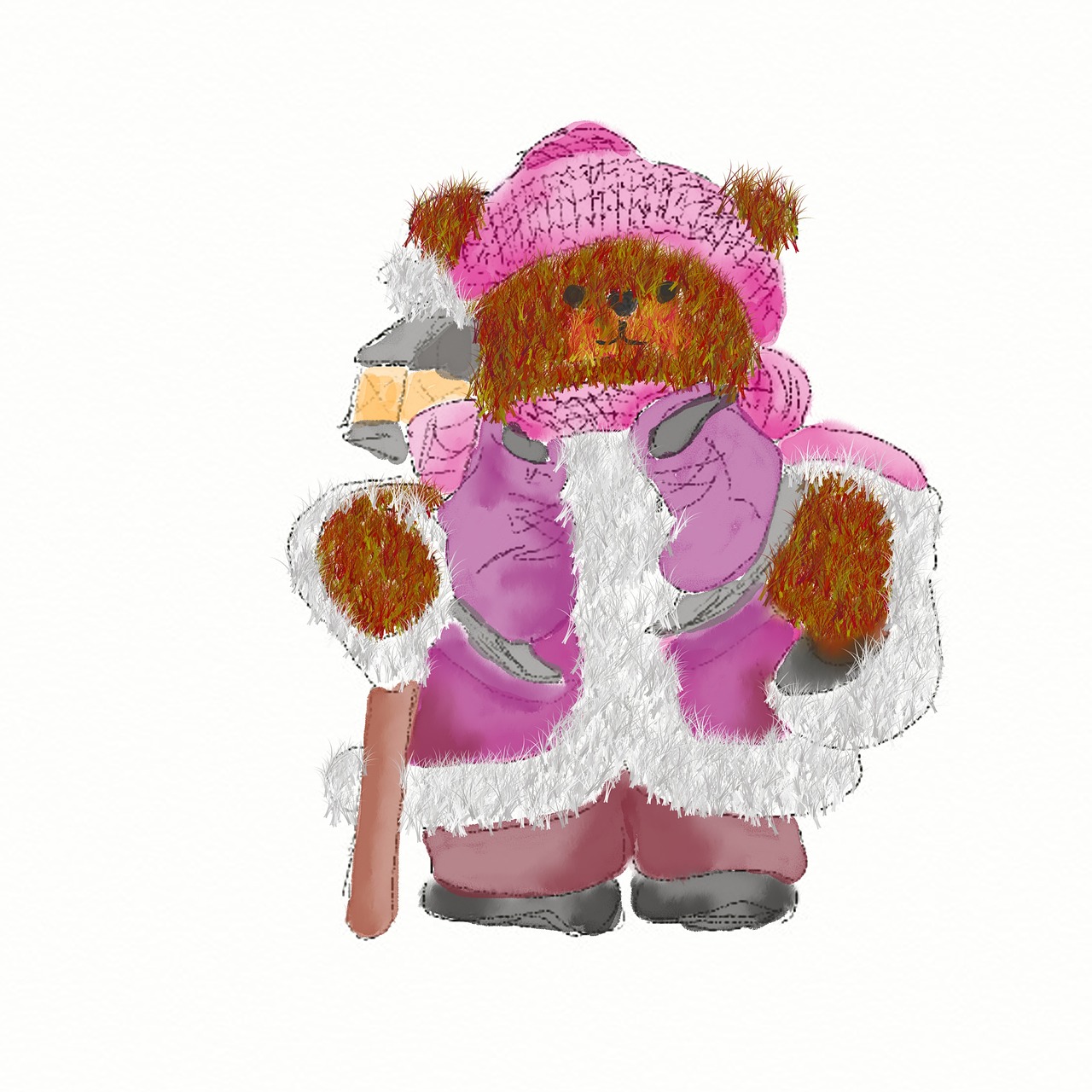 teddy winter sports pink free photo