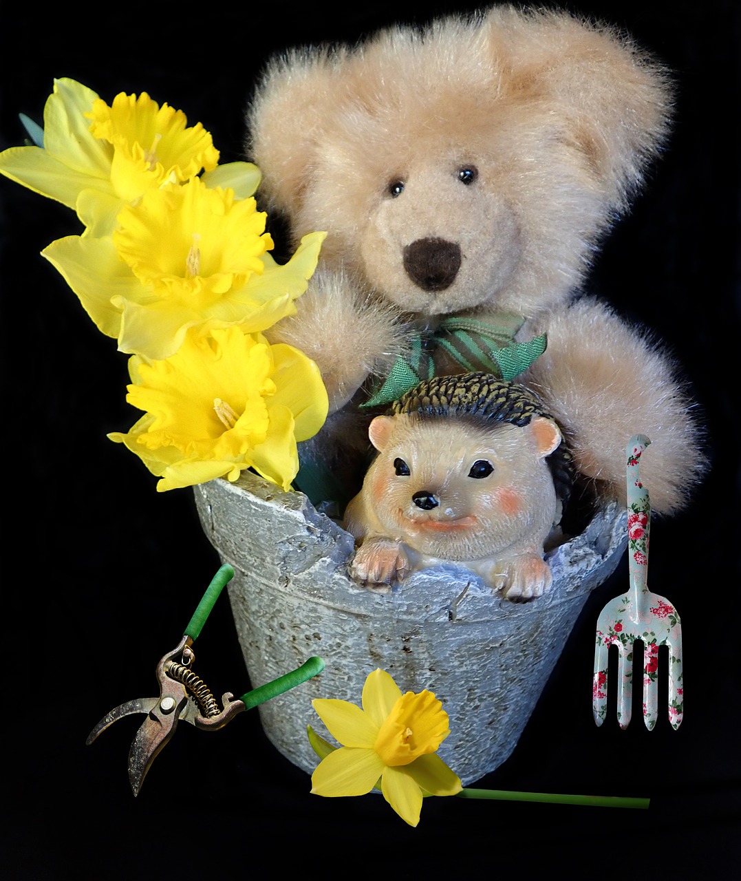 teddy  bear  gardening free photo