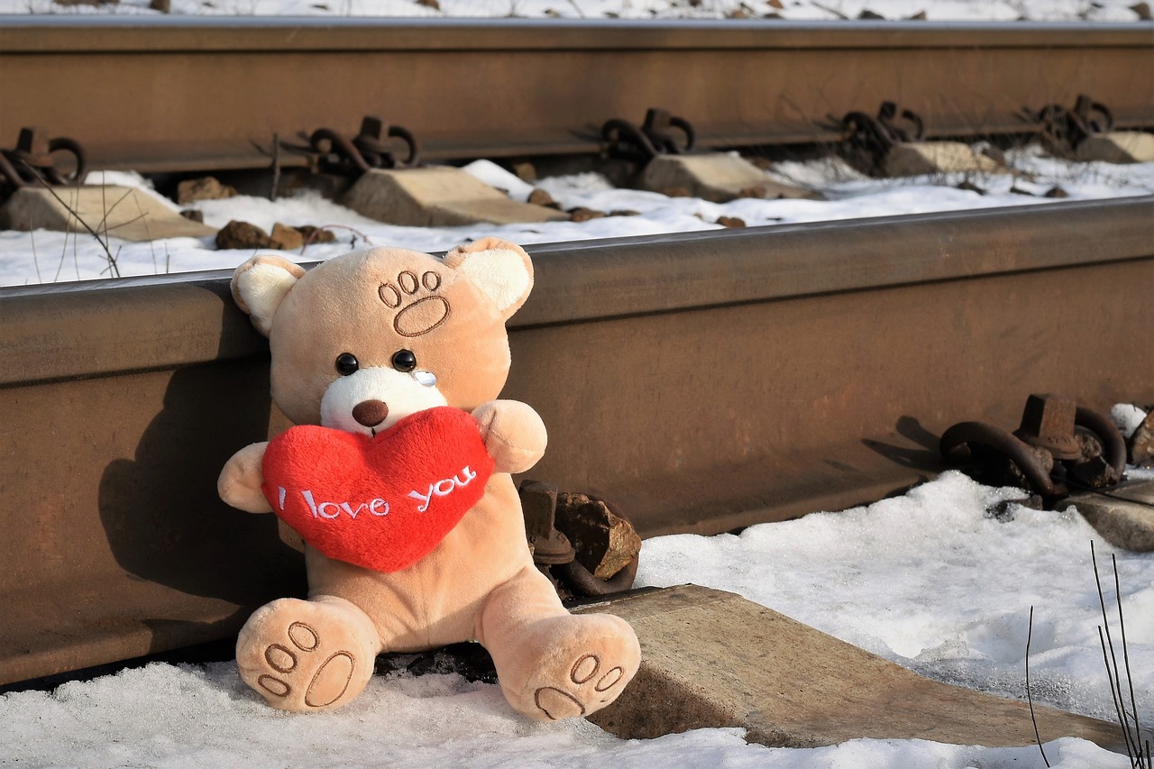 teddy bear crying  stop youth suicide  snow free photo