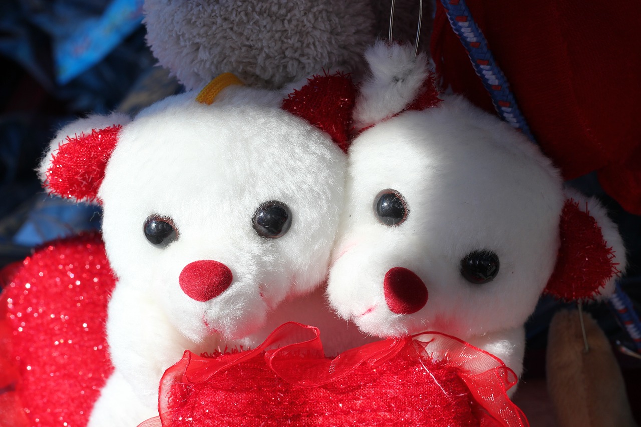 teddy bears together in love free photo