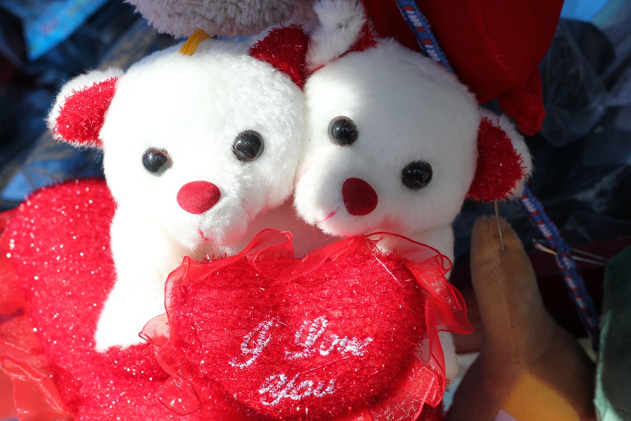 teddy bears together in love free photo