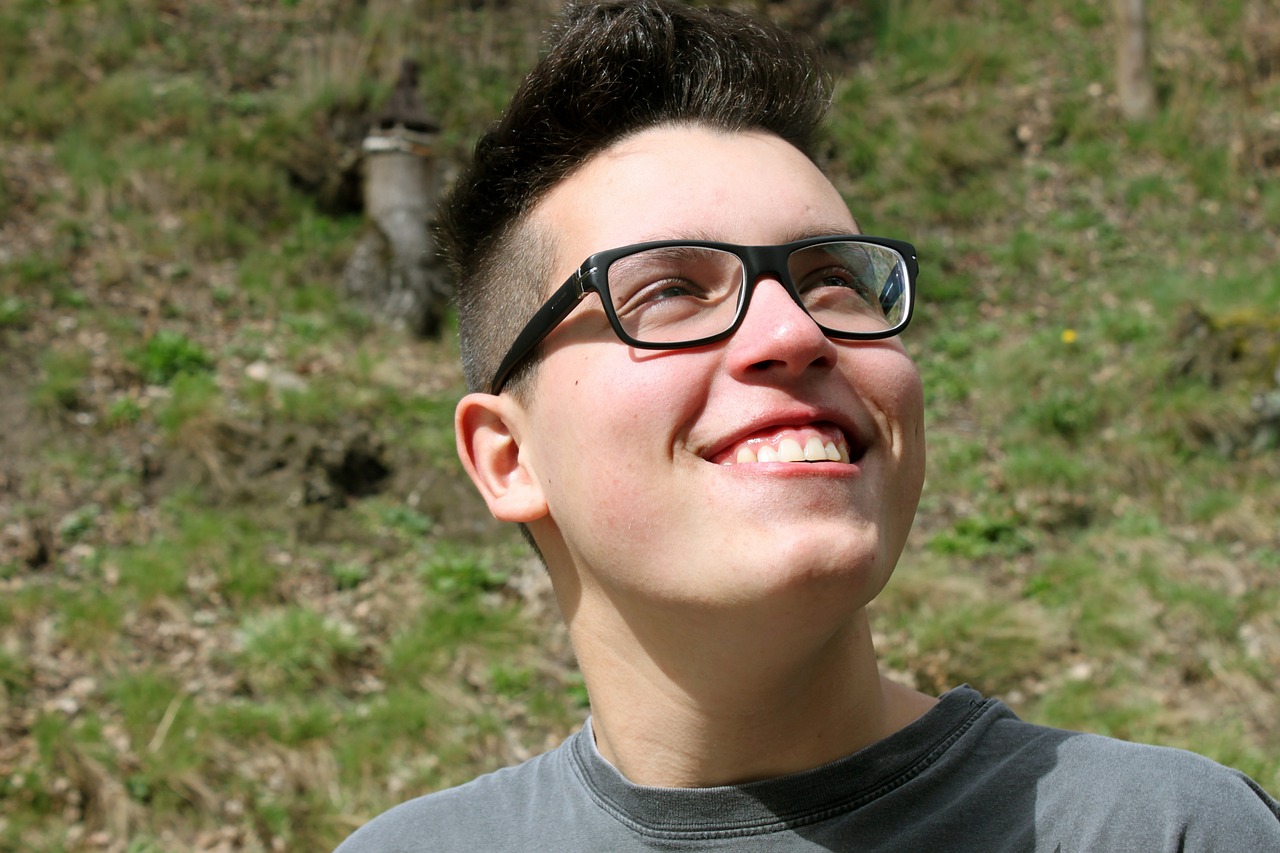 teen boy glasses free photo
