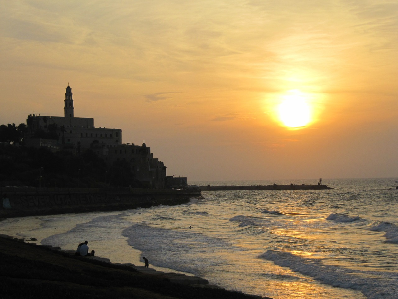 tel aviv sea sunset free photo