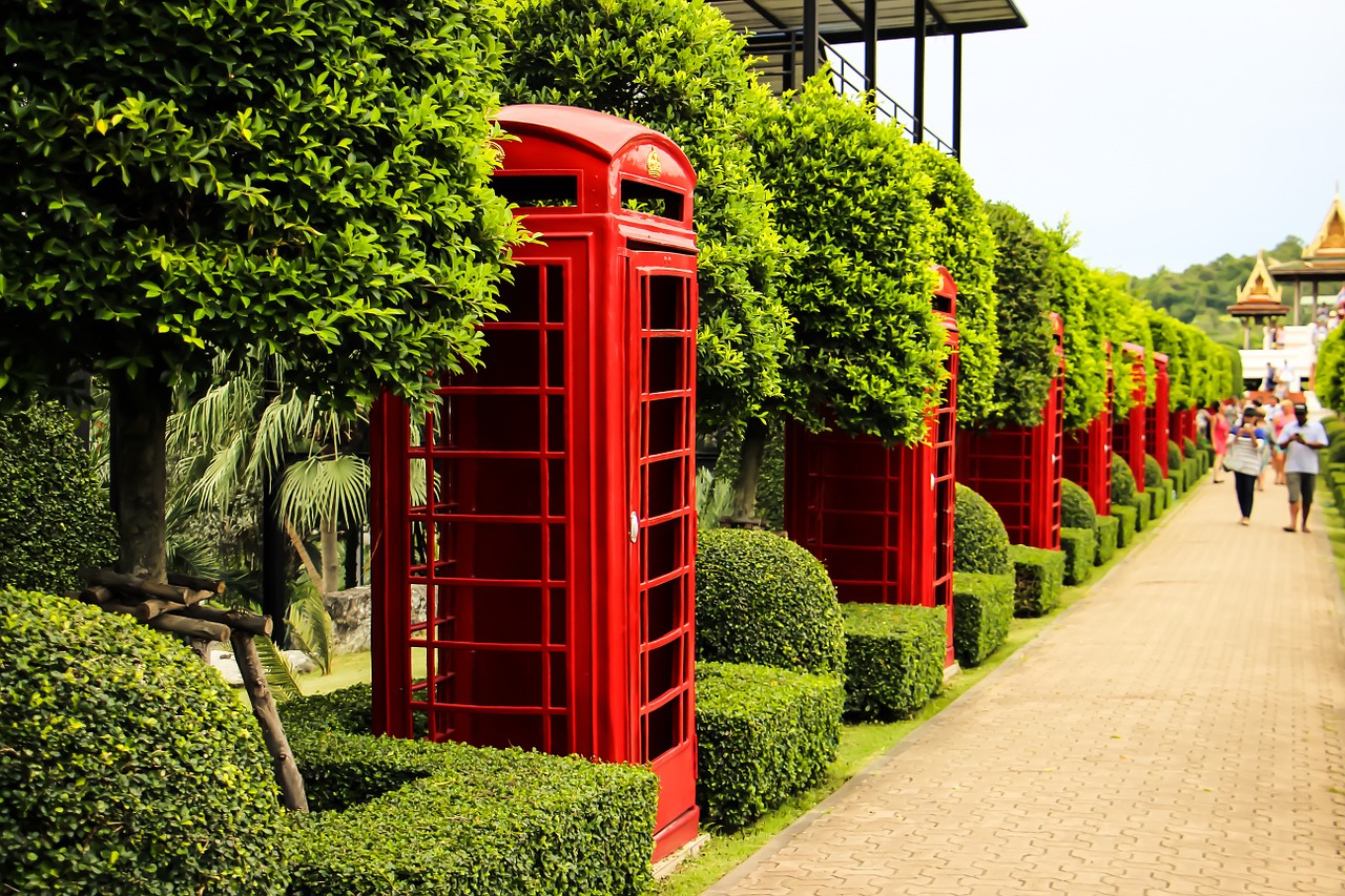 telephone booth garden design free photo