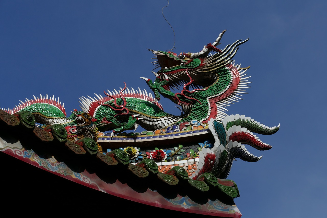 temple dragons asia free photo