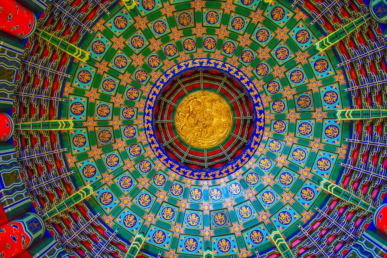 temple abstract ceiling free photo