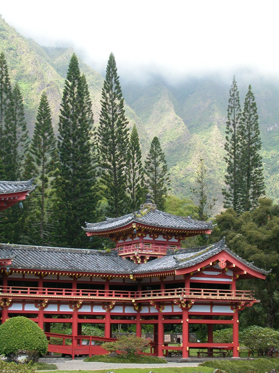 temple hawaii trees free photo