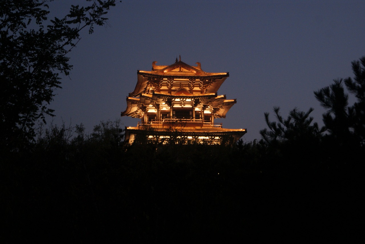 temple  night view  building free photo