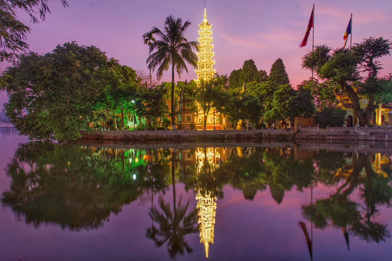temple  vietnam  sunsets free photo