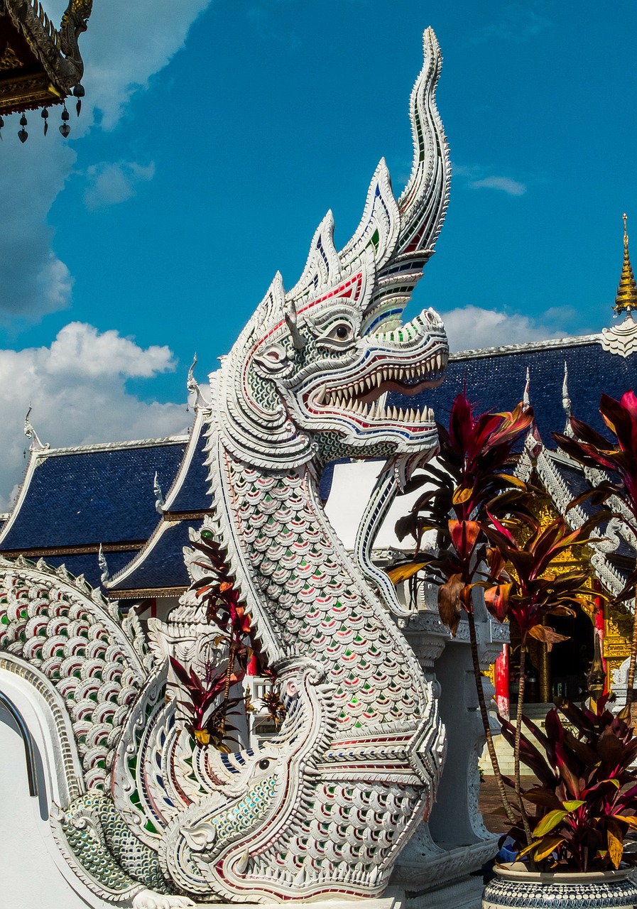temple complex dragons sculpture free photo